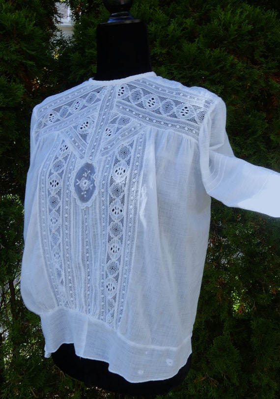 Antique 1910's cotton & lace lady Edwardian long … - image 4