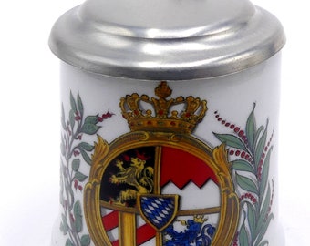 Vintage  marked Badern Germany  miniature porcelain badge lidded beer stein19