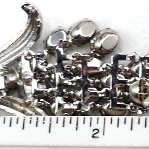 Vintage silver tone & rhinestone clip on drop earrings image 5