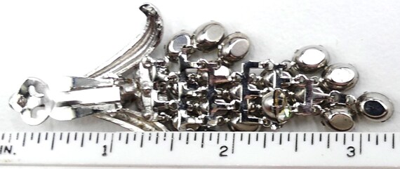 Vintage silver tone & rhinestone clip on drop ear… - image 5