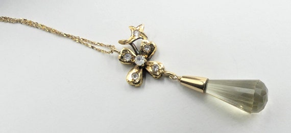 Vintage 14k gold chain & antique Citrine drop pen… - image 4