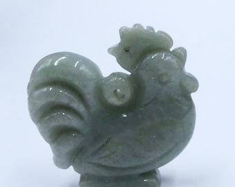 coq en jade sculpté à la main vintage