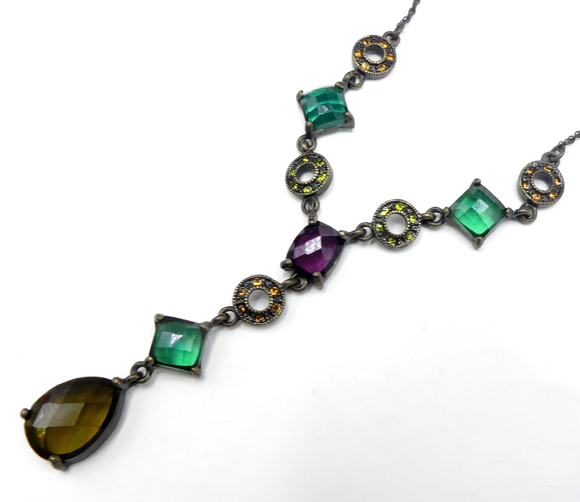 Collier Ancien Strass Et Laiton - Parfait état, Vintage, Occasion