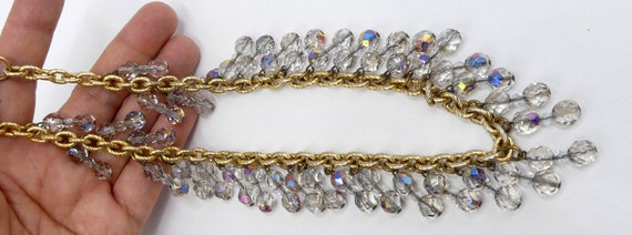 Vintage gold tone & rainbow crystal beads necklace - image 4