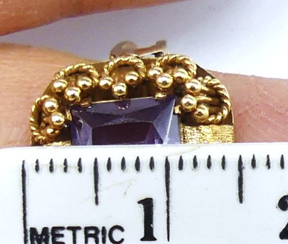 Vintage 14k gold filigree & amethyst ring size 7.5 - image 10