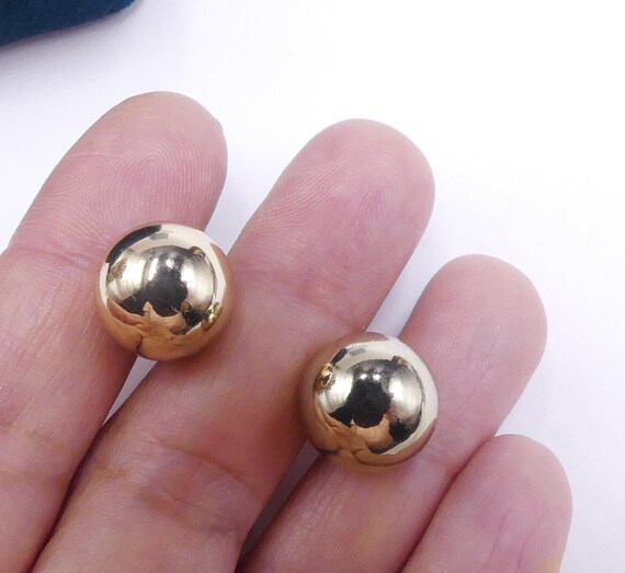 Vintage double sided gold tone ball heart shape s… - image 4