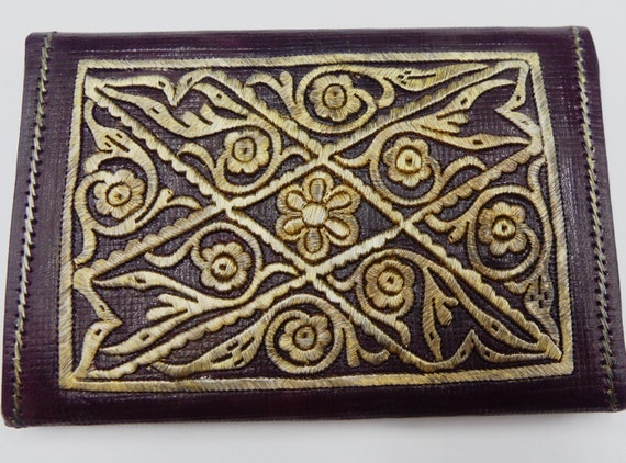 Antique 1910's Moroccan Judaism leather wallet ha… - image 3