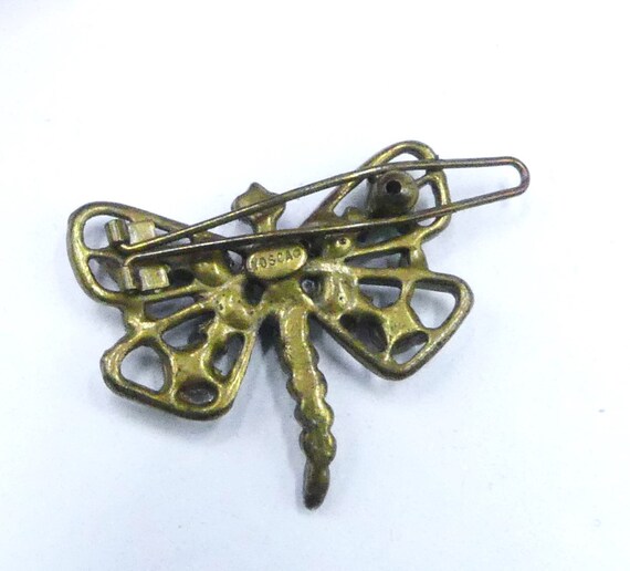 Vintage Marked Gerard Yosca Brass Tone W Rhinestone Faux  display picture 1