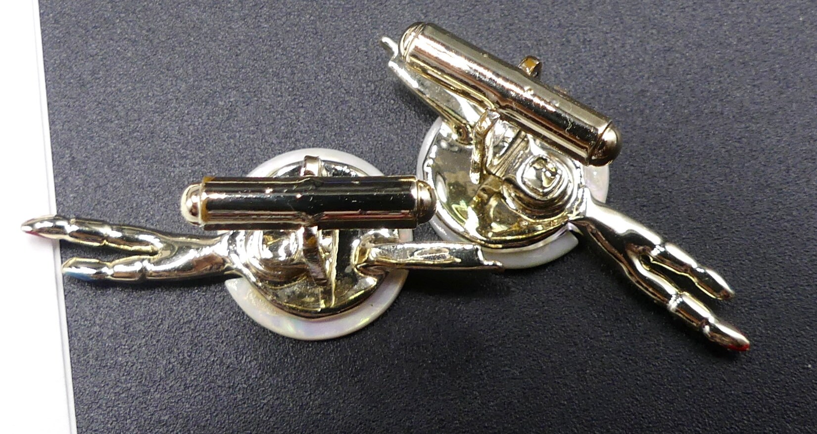 Boutons De Manchette Vintage Nacre Et Métal Doré - 12,1g / 2,1 X 1,6 Cm