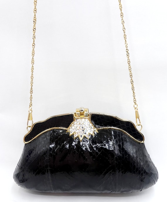 Sasha Snake Detail Satin Clutch Sasha Snake Detail Satin Clutch