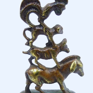 Antique vintage 20&#39;s miniature bronze animals wax seal 2”3/4 x 1”1/2