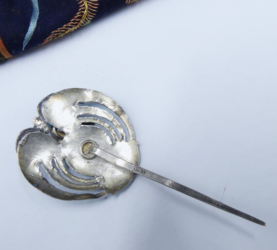 Antique Chinese silver enamel hair pin - image 4