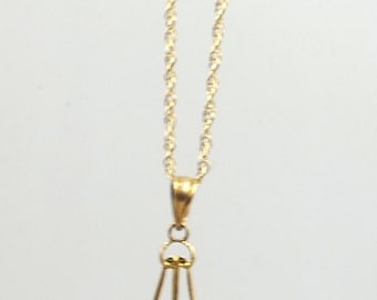 Antique vintage 14k gold chain & 10k gold natural blue stone pendant necklace