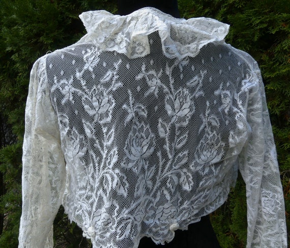 Antique 19th C French lace dress blouse color lig… - image 5