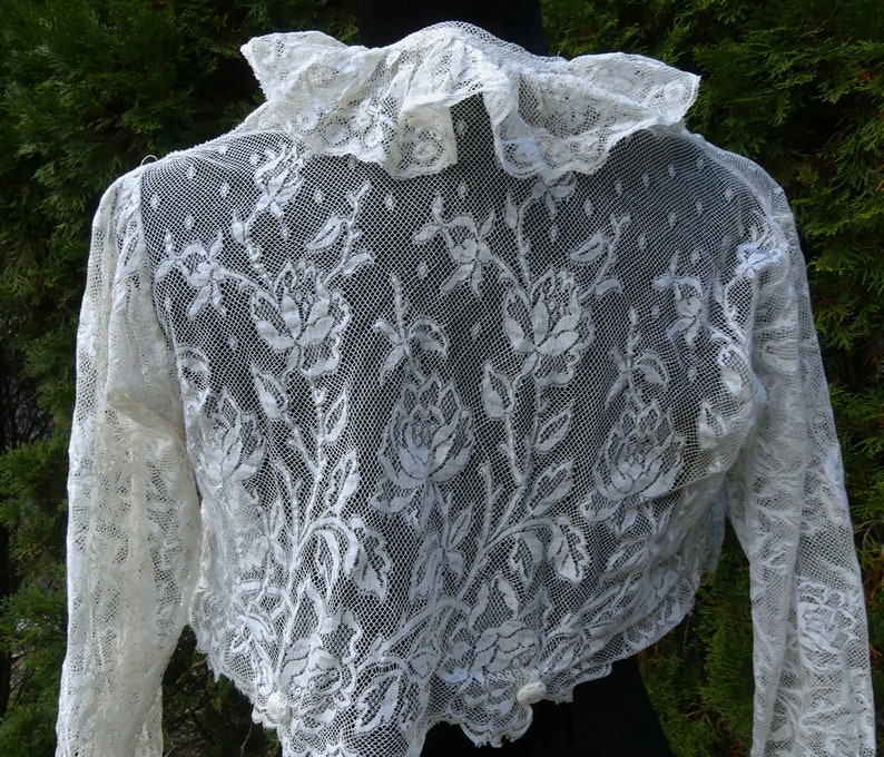 Antique 19th C French lace dress blouse color light ivory image 5