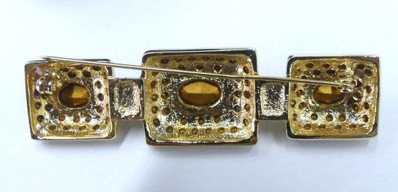 Vintage luxury gold tone metal & multi rhinestone… - image 4