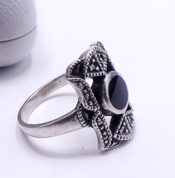 Vintage marked 925 sterling silver marcasite and … - image 2