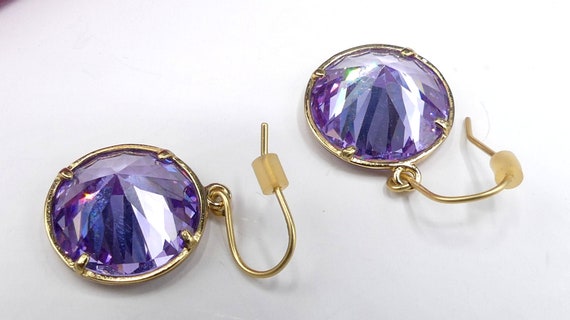 Vintage Swarovski? gold tone purple rhinestone ro… - image 4