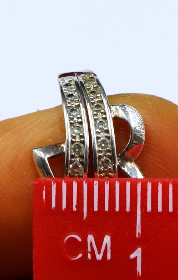 Vintage Marked 925 Sterling Silver & Cz W Heart Ring Size 6