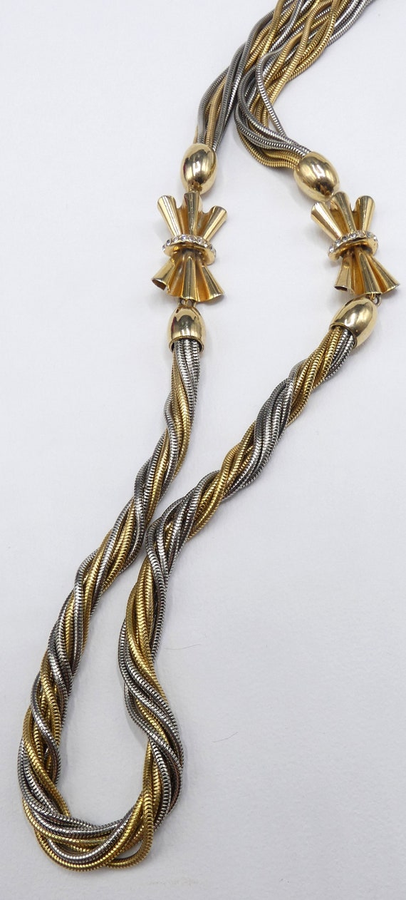 Vintage signed Bijoux Cascio two tone multi chain… - image 4