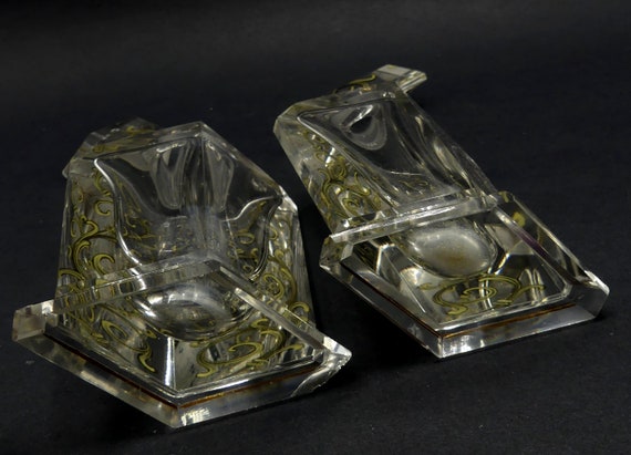 Antique French pair crystal perfume bottle w gilt… - image 10