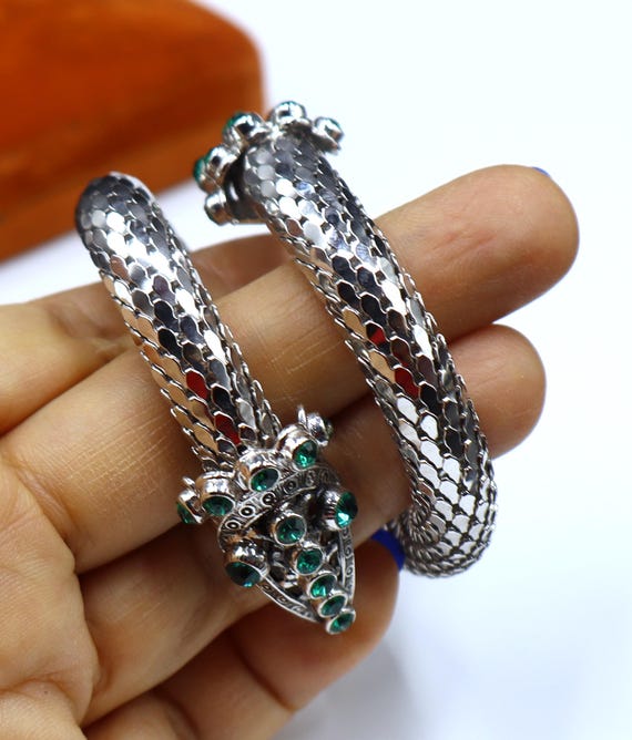 Vintage adjusted able unsigned silver plated & gr… - image 2