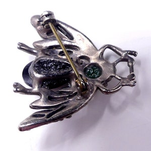 Vintage 30's silver tone & rhinestone bug pin brooch image 2