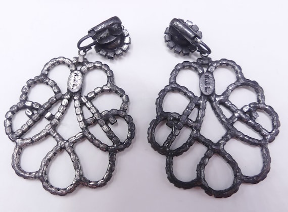 Vintage large signed Kenneth Jay Lane KJL dark si… - image 2