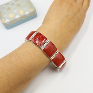 Vintage sterling silver & Bamboo coral link bracelet