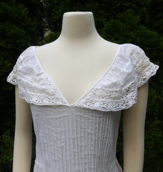 Vintage Boho style soft white handmade lace cotto… - image 4