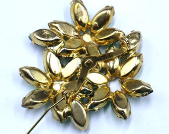 Fine broche dorée avec strass rouges et vert SPHINX numérotée