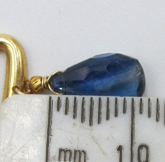 Vintage Italy 18k gold & cz/Iolite drop earrings - image 8