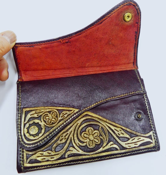 Antique 1910's Moroccan Judaism leather wallet ha… - image 5
