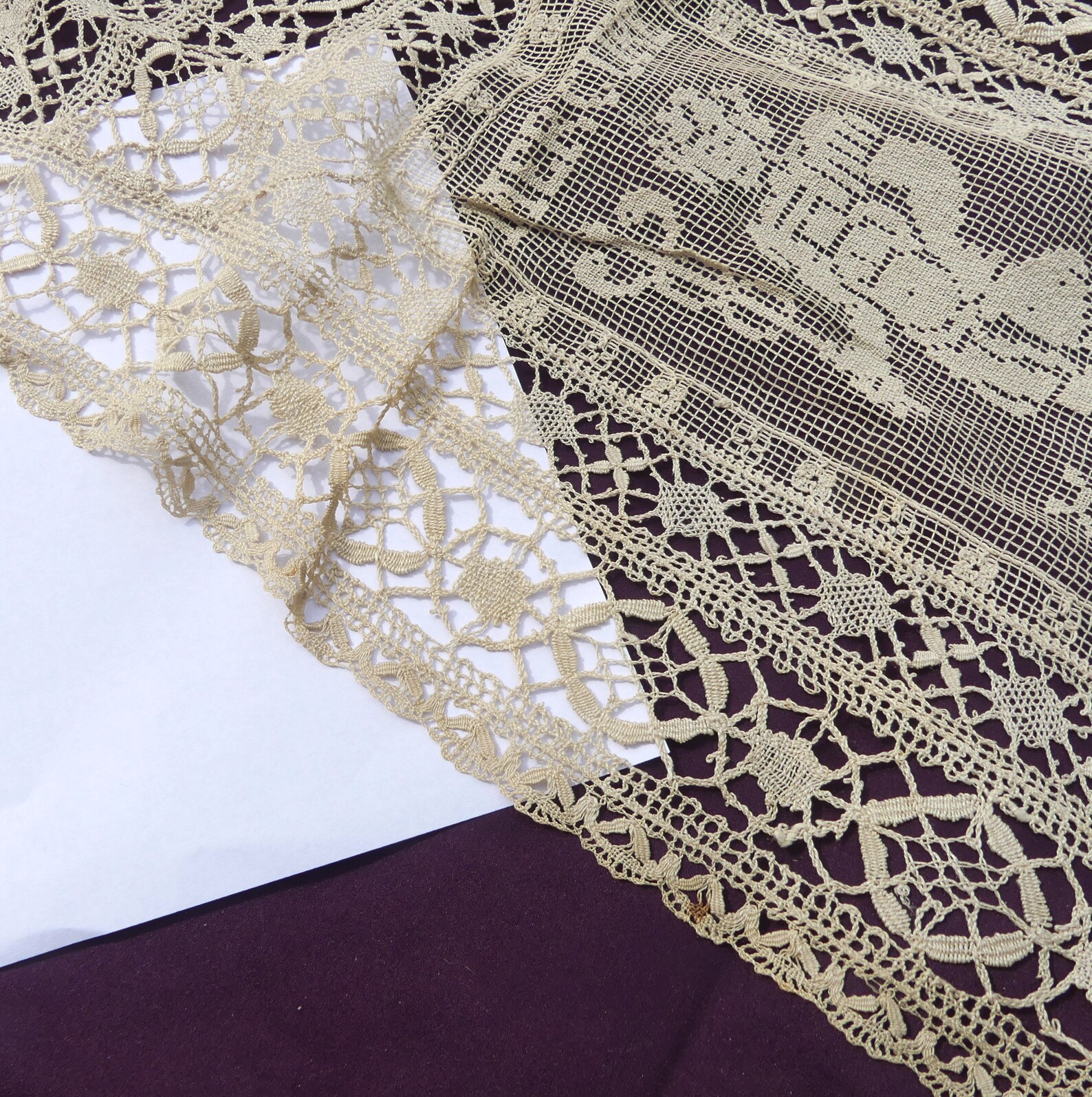 Antique 4 Lace Curtain Nottingham Leaver Lace & Field Etsy