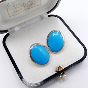 Vintage sterling silver & faux blue turquoise post earrings