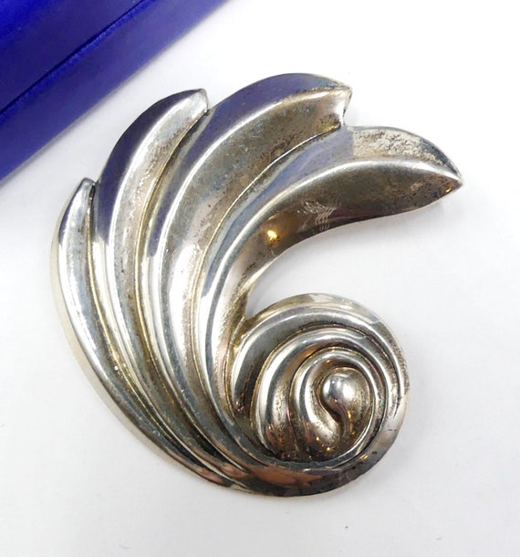 Vintage unmarked large Mexico ? sterling silver pin/b… - Gem