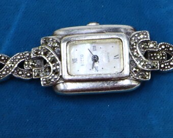 Vintage Bocco Sterling Silver Marcasite Lady Watch - Etsy display picture 3