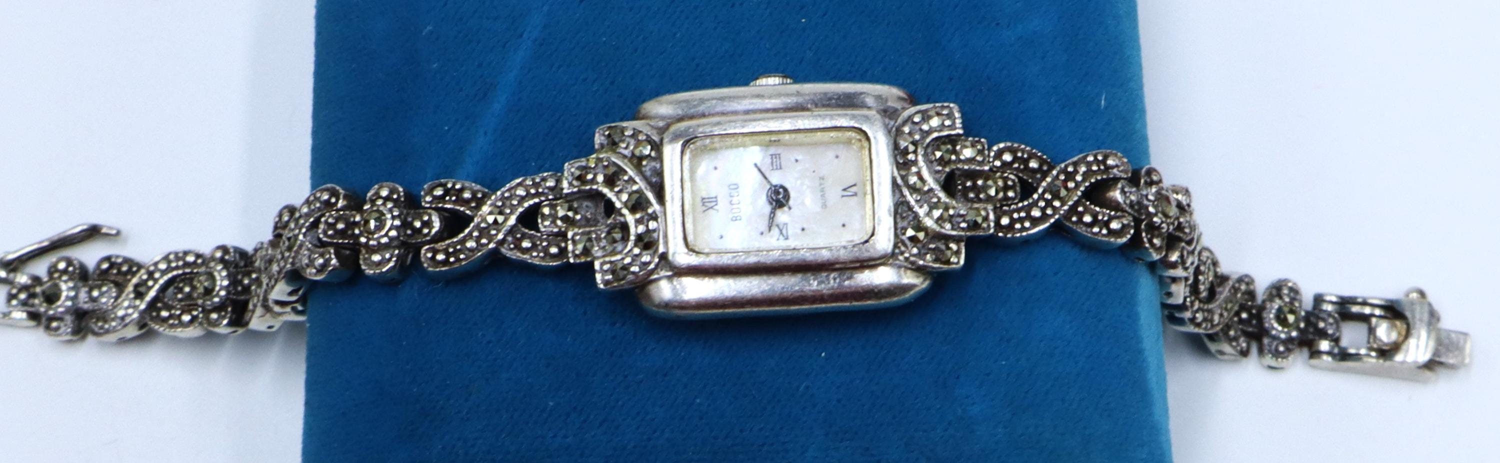 Vintage Bocco Sterling Silver Marcasite Lady Watch - Etsy display picture 1