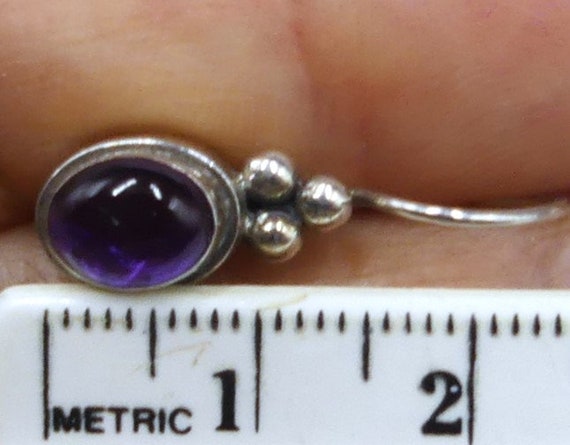 Vintage sterling silver & amethyst cabochon hoop … - image 5