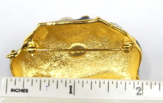 Vintage signed Kenneth Jay Lane gold tone black e… - image 6
