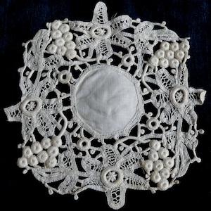 Antique Victorian handmade embroidery lace doily