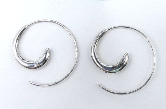 Vintage sterling silver spiral hoop earrings - image 3