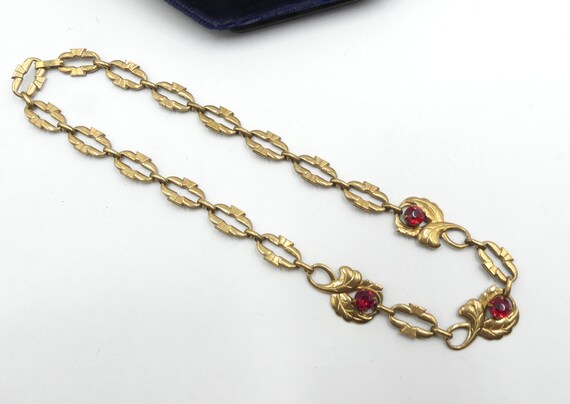 Vintage 30's gold filled? & rhinestone necklace ch
