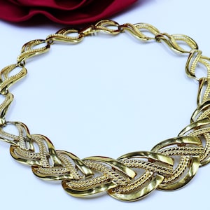 Collier ras de cou doré vintage signé Napier