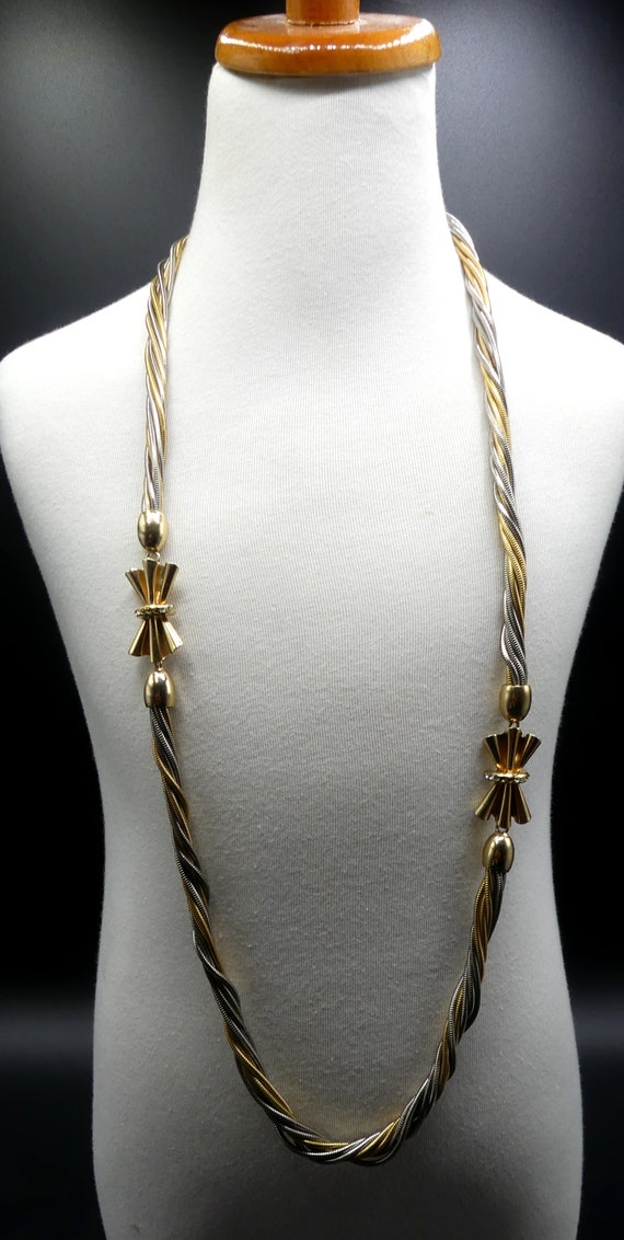 Vintage signed Bijoux Cascio two tone multi chain… - image 5