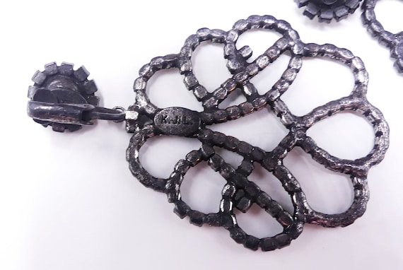 Vintage large signed Kenneth Jay Lane KJL dark si… - image 7