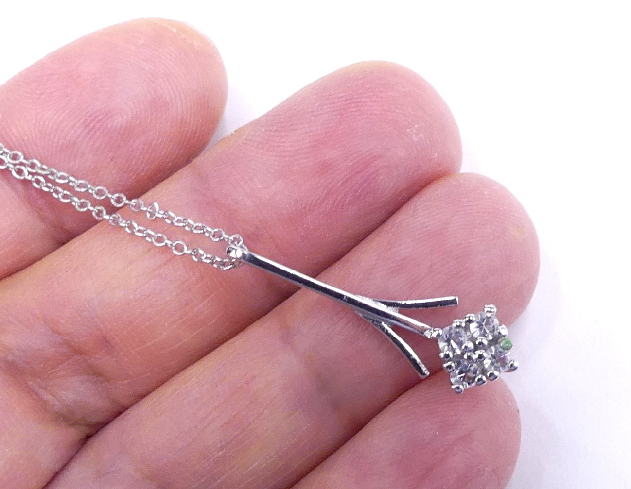 Vintage Marked 835 Sterling Silver & Rhinestone Pendant Vintage Marked 835 Sterling Silver & Rhinestone Pendant