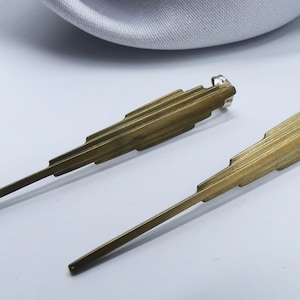 Vintage modern design brass tone & sterling silver post earrings back pierced earrings