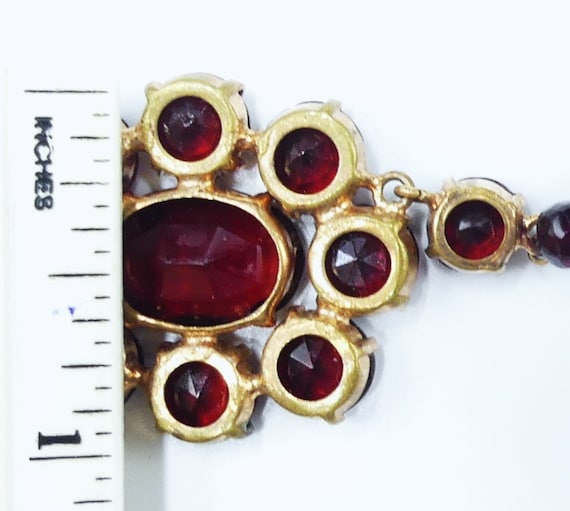 Vintage 30's gold filled & glass  garnet beads pe… - image 8