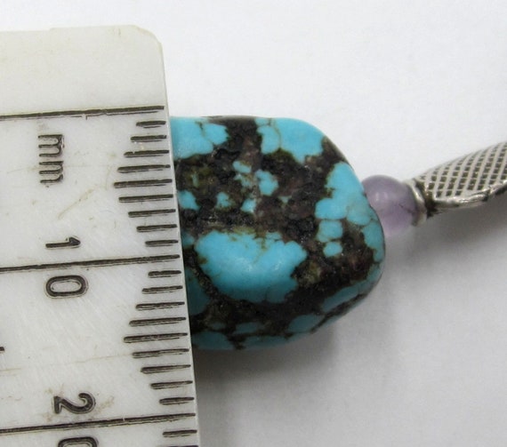 Vintage sterling silver & turquoise / amethyst ch… - image 8